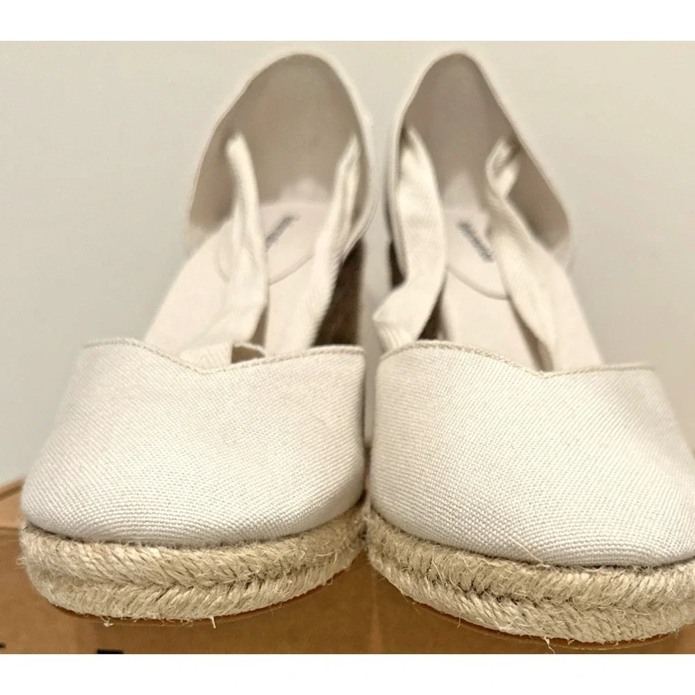Reformation Size 10M Camille Lace Up Ankle Tie Wedge Heel Espadrille Linen Jute